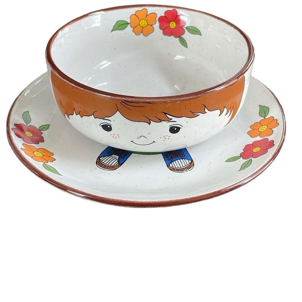 Vintage Interpur Children's Dish Set  Plate And Bowl Only Missing Mug